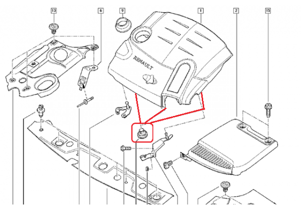 Кріплення захисної кришки двигуна RENAULT , 7701056972 *